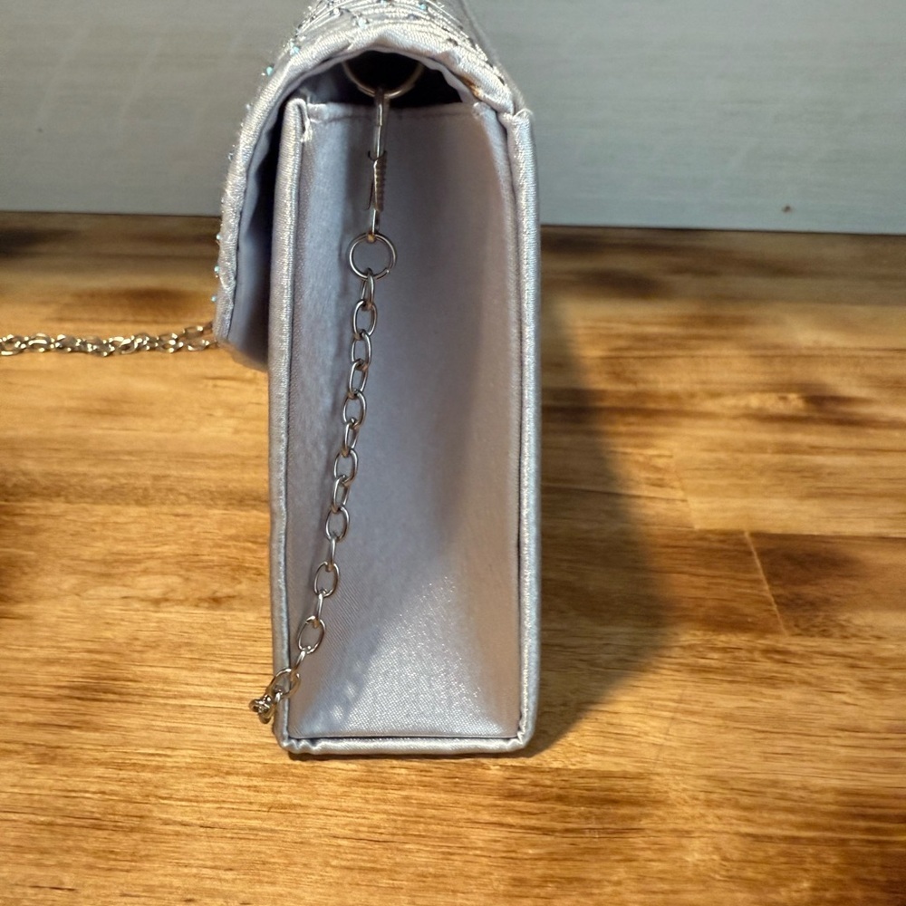 Rectangle Silver Iridescent Cocktail Clutch - Picture 5 of 10